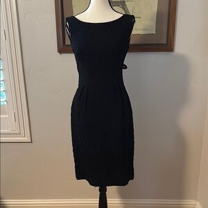 Vintage Black Sheath Midi Dress with Bateau Neckline for Cocktail